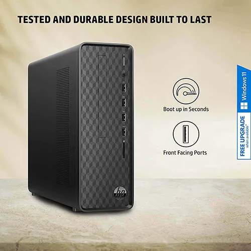 HP Slim Desktop Bundle PC 12th Gen Intel Core i3-12100(8GB RAM/512GB SSD | Gaming PC | Free fire | BGMI