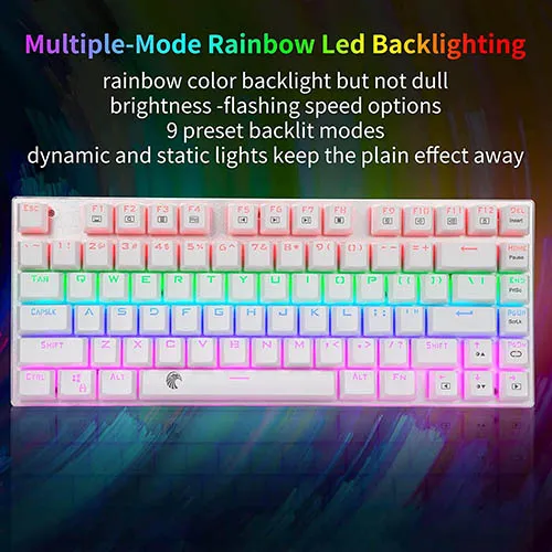 HUO JI 60% Mechanical Gaming Keyboard, E-Yooso Z-88 with Brown Switches, Rainbow LED Backlit, Water Resistant, Compact 81
