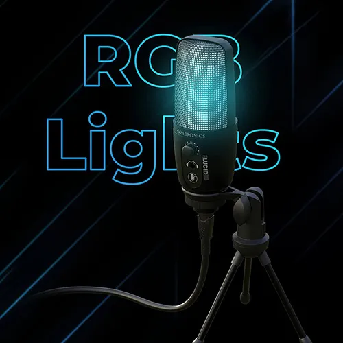 ZEBRONICS Zeb-Lucid RGB Gaming-Tripod Condenser Microphone with 2M USB Cable for Computer/PC, Cardioid Pattern, RGB Lights