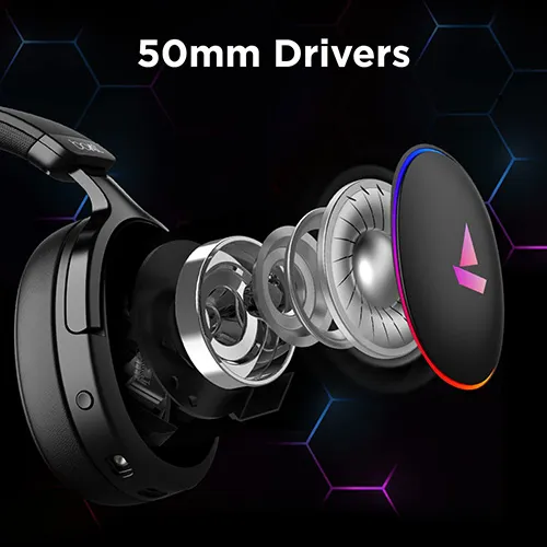 boAt Newly Launched Immortal IM 300 Over-Ear Gaming Headphones with 50mm Drivers, 3D Spatial Sound, RGB LEDs, Dual Mics &