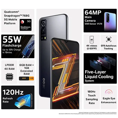 iQOO Z3 5G (Ace Black, 6GB RAM, 128GB Storage)